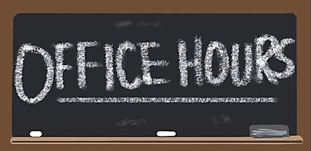 office hours words on chalkboard